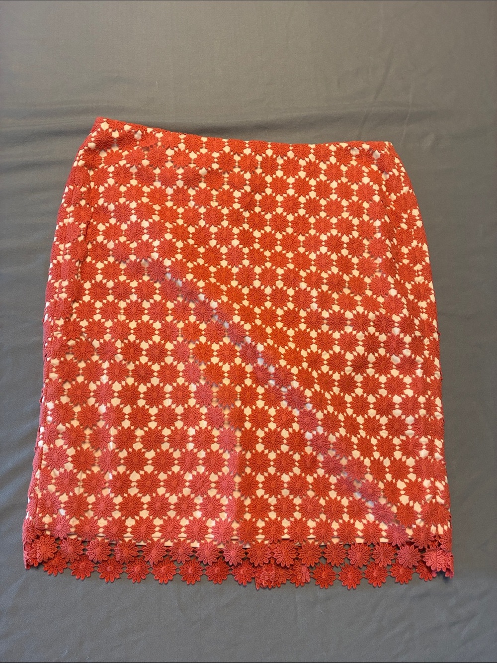 Talbots Orange and White Floral Lace Pencil Skirt - Picture 1 of 3